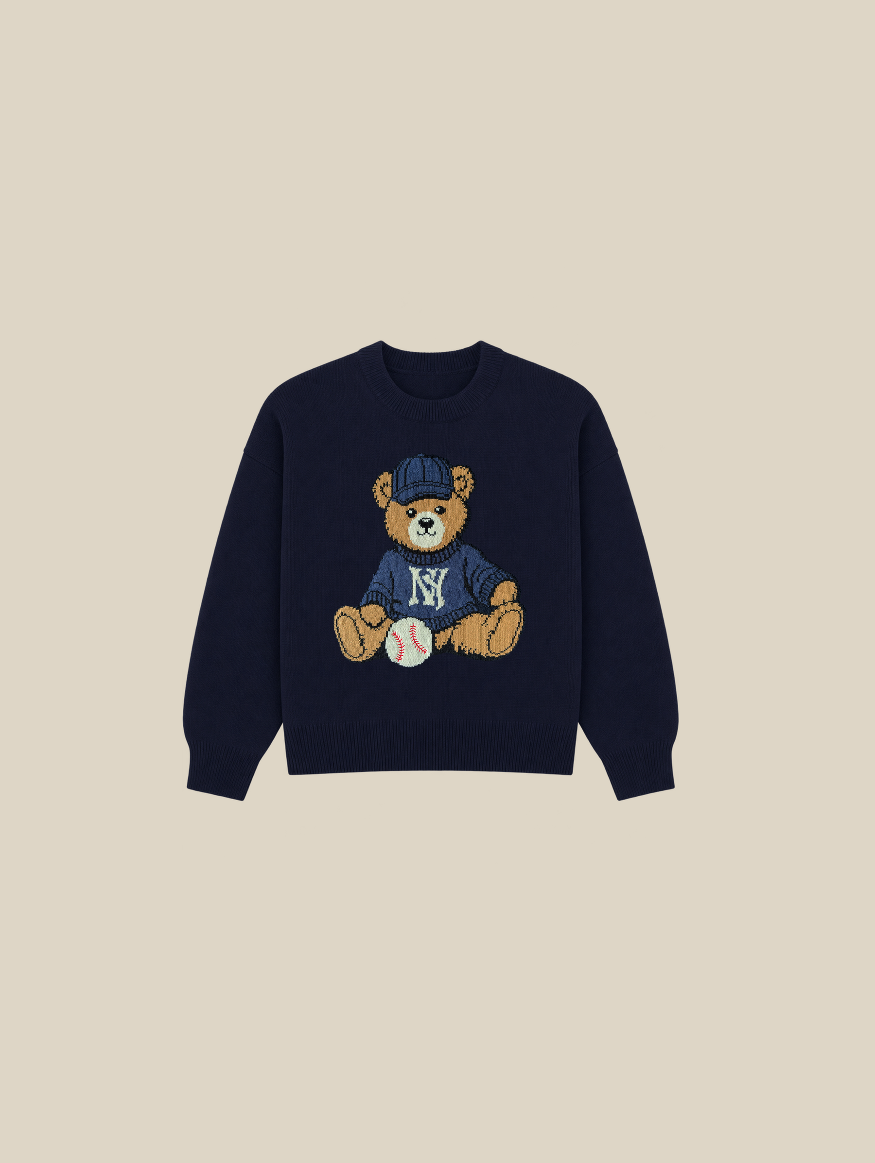 DARK BLUE KNIT SWEATER "BASEBALL" - Mosquets
