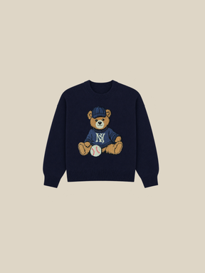 DARK BLUE KNIT SWEATER "BASEBALL" - Mosquets
