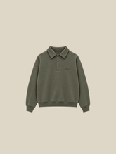 OLIVE POLO SWEATSHIRT "BUTTONS" - Mosquets
