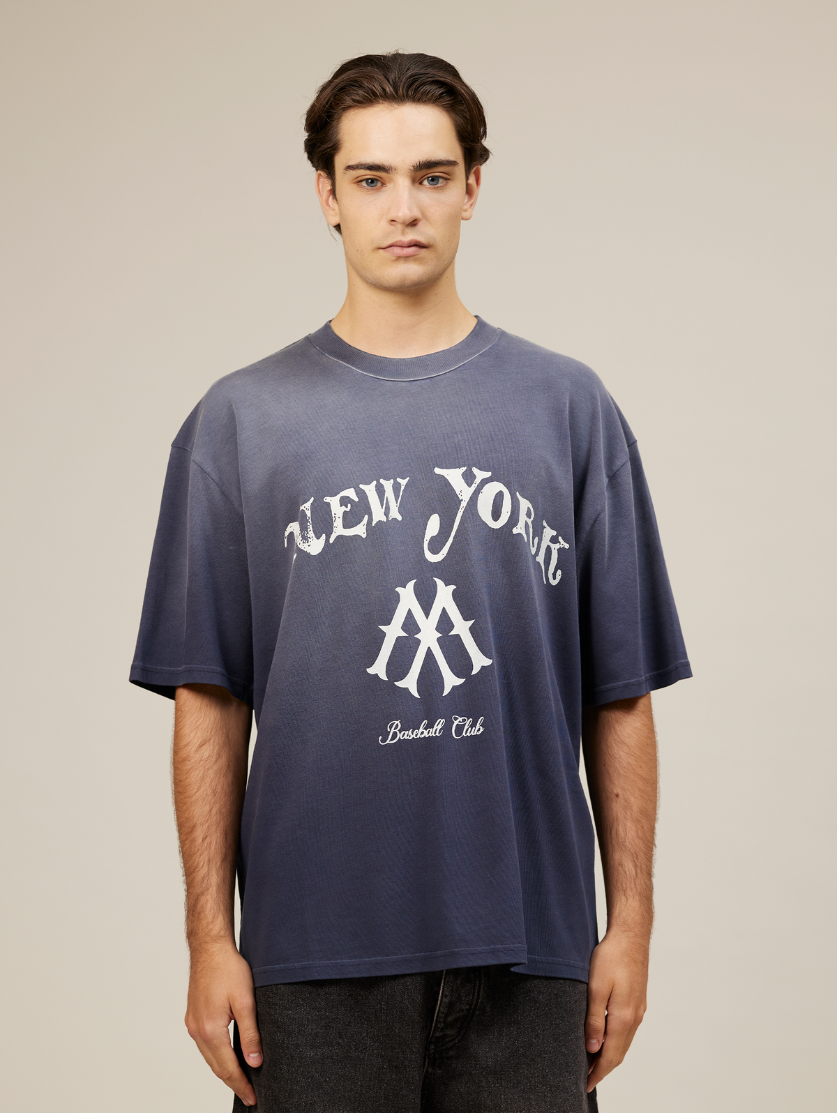 DARK BLUE SUNFADED T-SHIRT "NEW YORK"