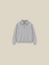 GREY MELANGE POLO SWEATSHIRT "BUTTONS" - Mosquets