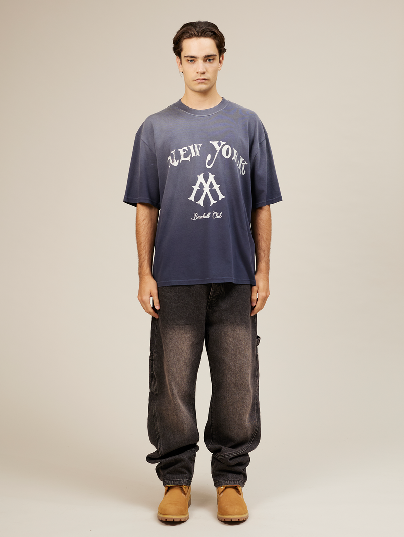 DARK BLUE SUNFADED T-SHIRT "NEW YORK"