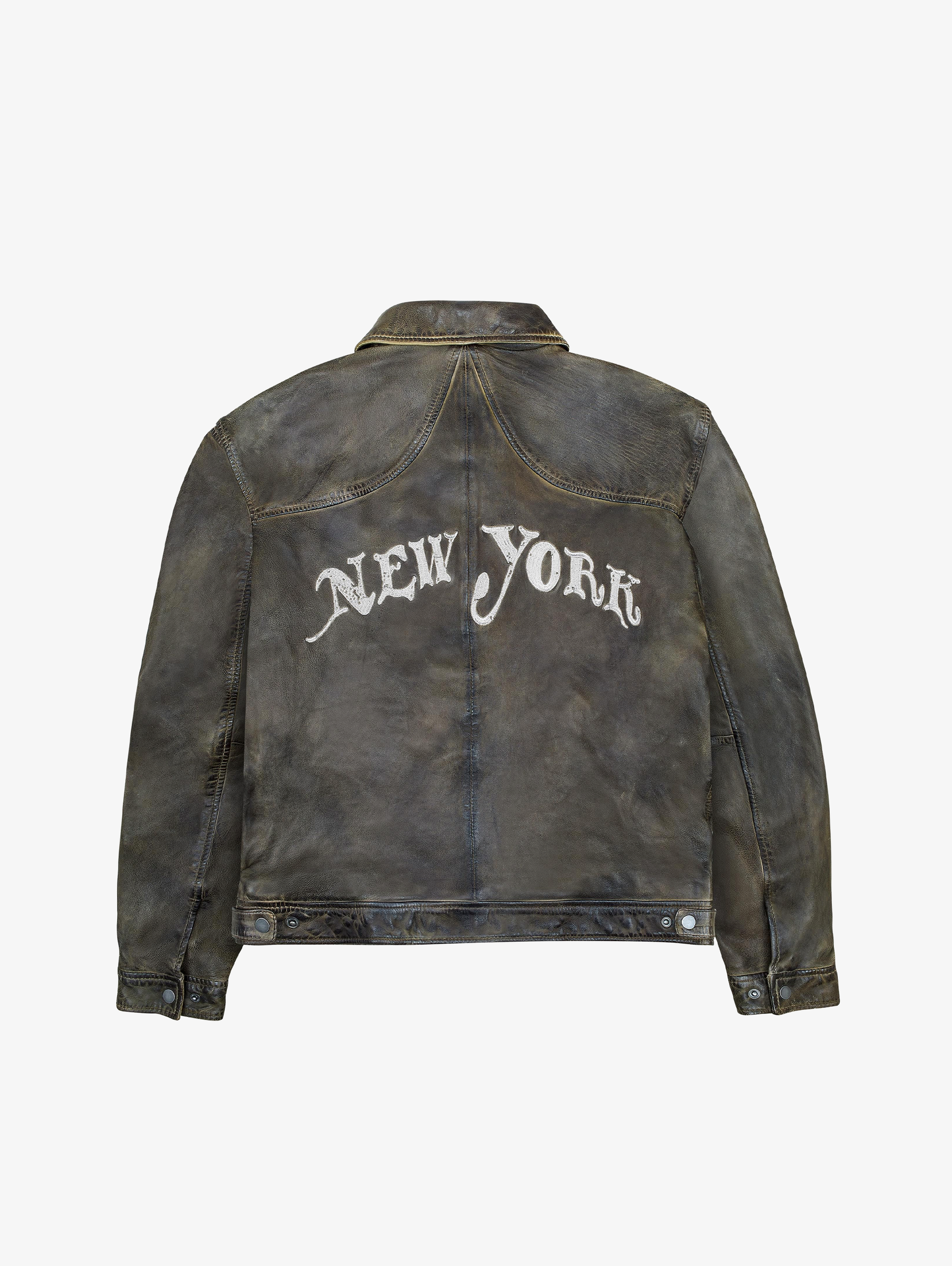 VINTAGE BROWN LEATHER JACKET "NEW YORK"