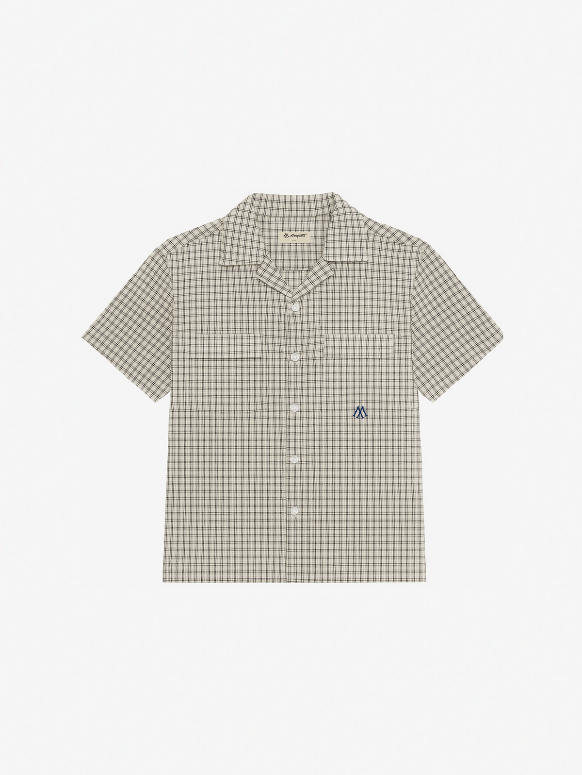 SEERSUCKER BLACK/WHITE SHIRT "M"