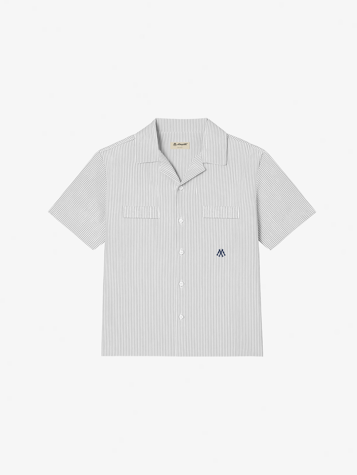 GREY WHITE STRIPE RESORT SHIRT "M"