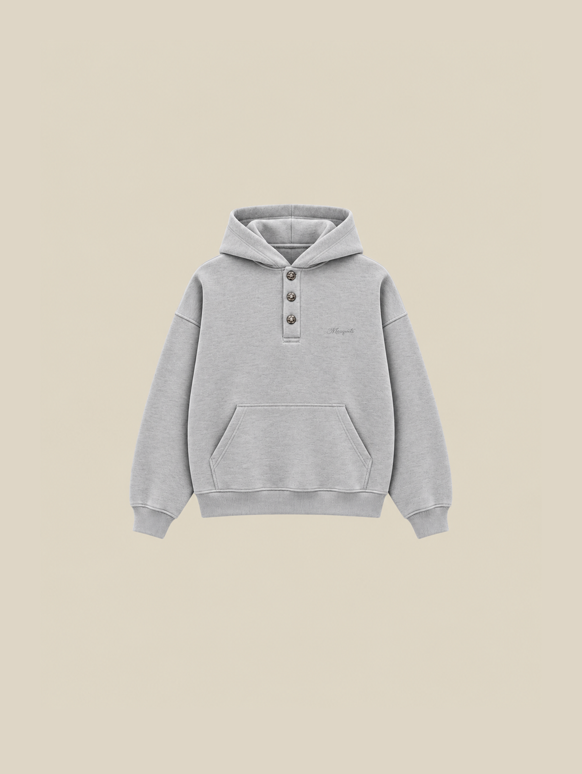 GREY MELANGE HOODED "BUTTONS" - Mosquets