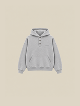 GREY MELANGE HOODED "BUTTONS" - Mosquets