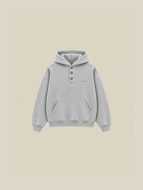 GREY MELANGE HOODED "BUTTONS" - Mosquets