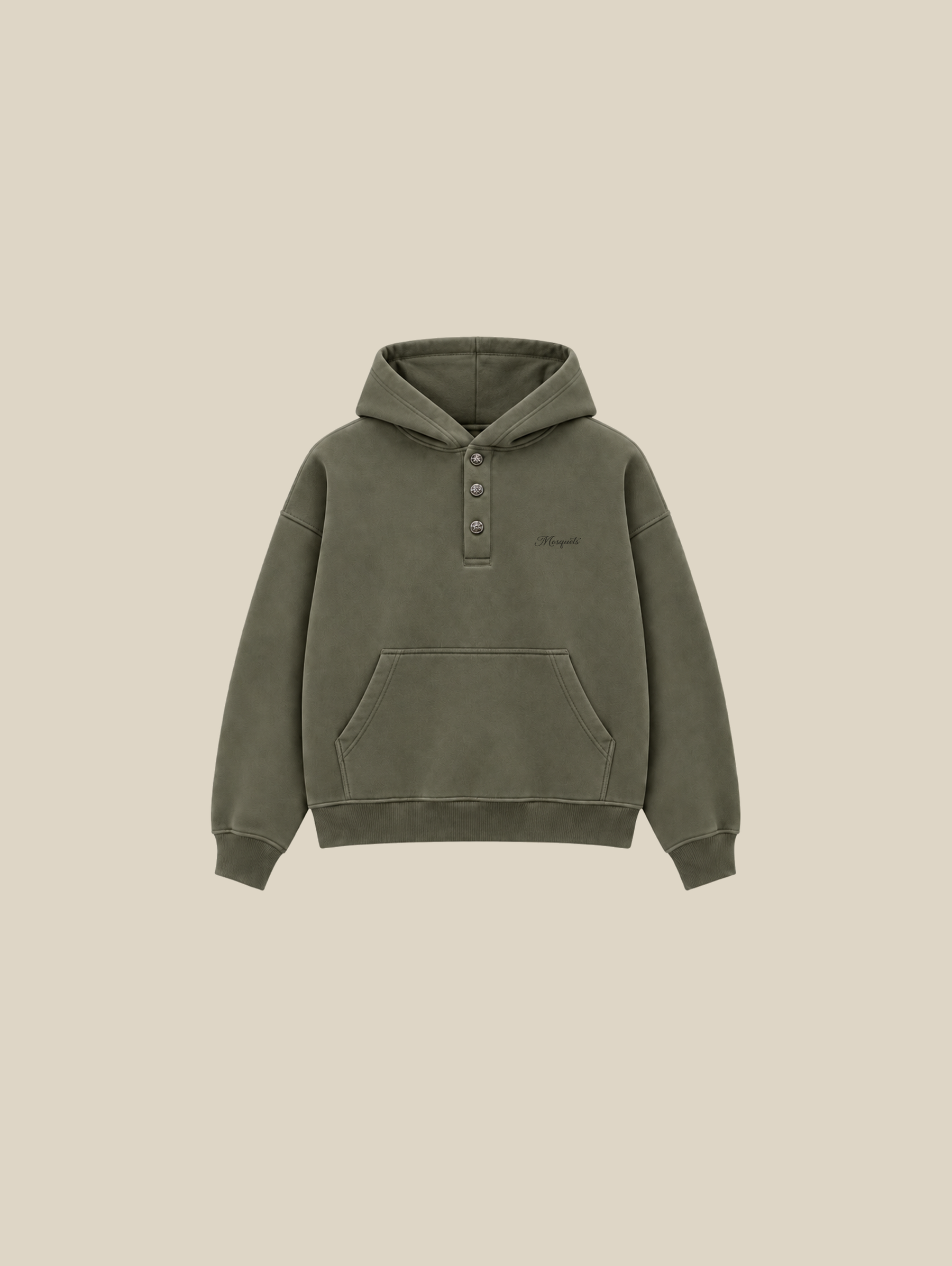 OLIVE HOODED "BUTTONS" - Mosquets