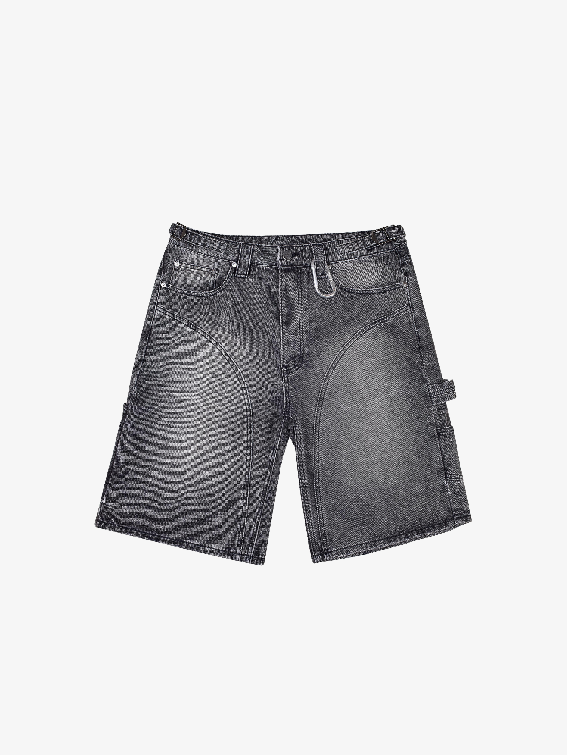 GREY WASHED DENIM JORTS 