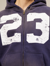 DARK BLUE SUNFADED ZIP  HOODED "23"