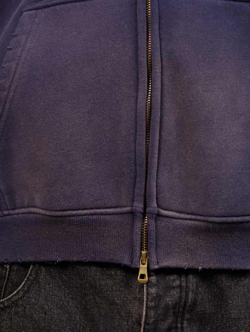 DARK BLUE SUNFADED ZIP  HOODED "23"