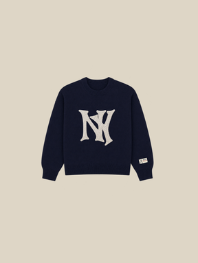 DARK BLUE KNIT SWEATER "NY" - Mosquets