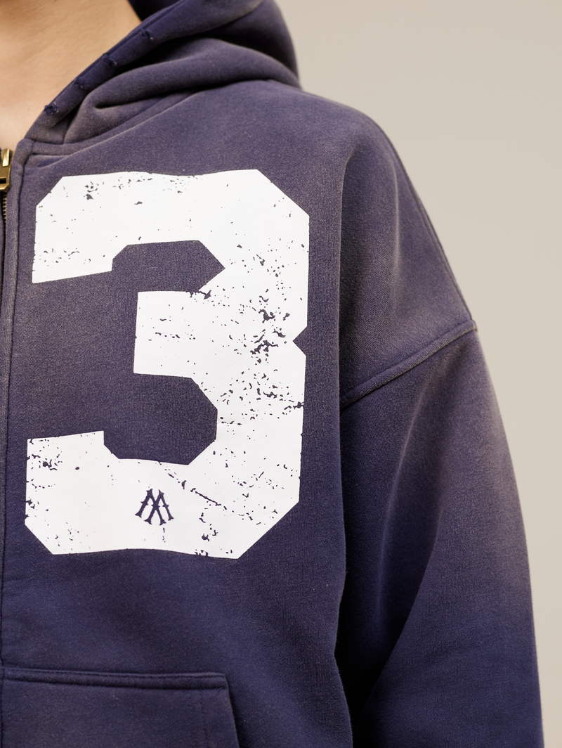 DARK BLUE SUNFADED ZIP  HOODED "23"