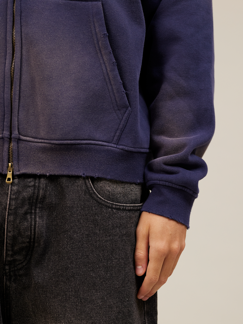 DARK BLUE SUNFADED ZIP  HOODED "23"