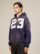 DARK BLUE SUNFADED ZIP  HOODED "23"