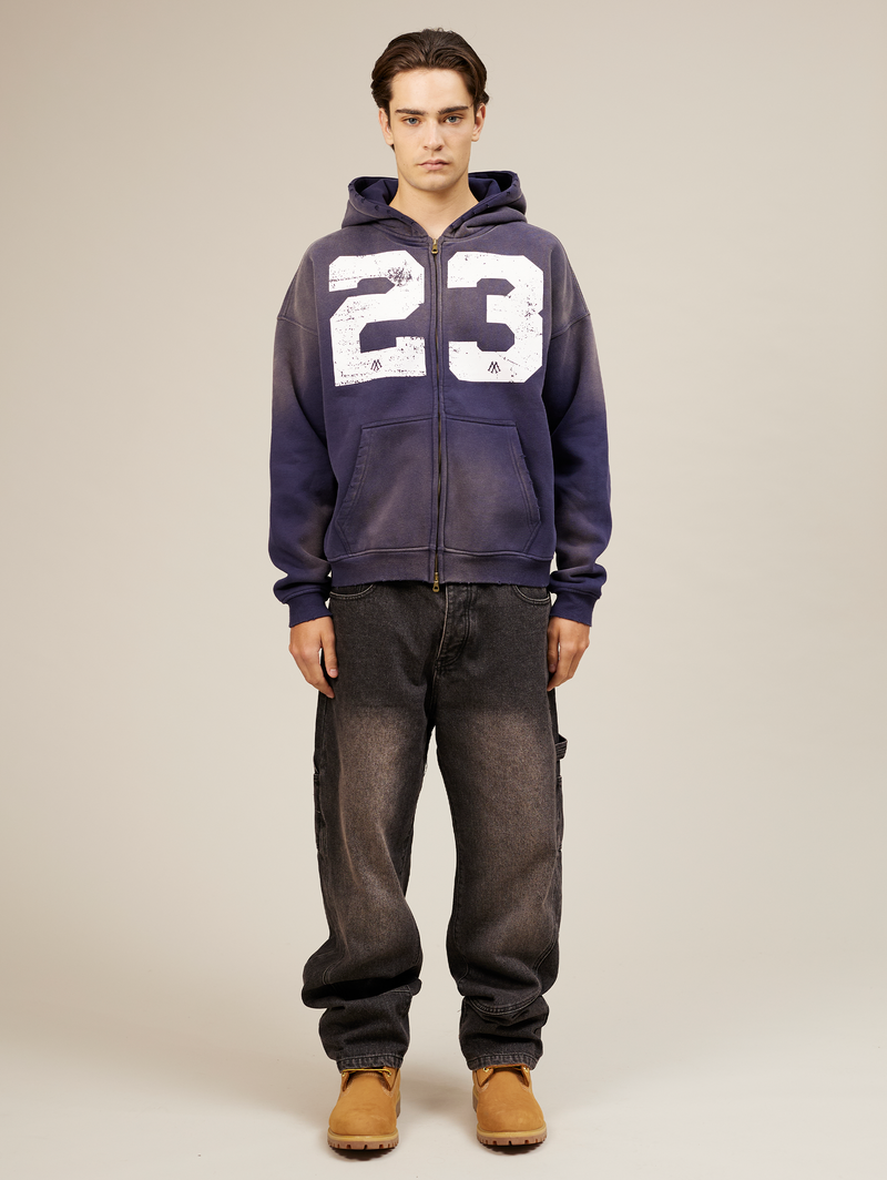 DARK BLUE SUNFADED ZIP  HOODED "23"