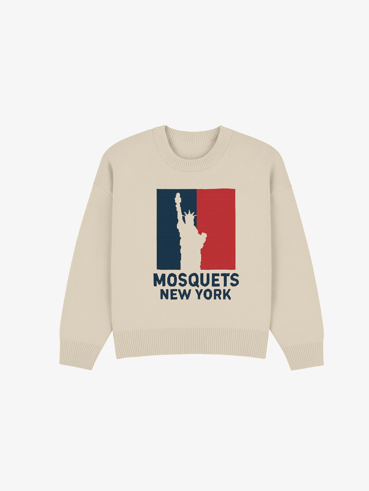 CREAM KNIT SWEATER "EMBLEM" - Mosquets