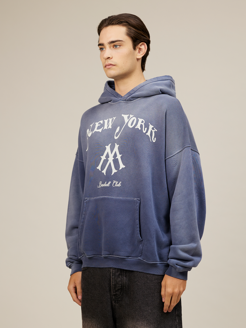 DARK BLUE SUNFADED HOODED "NEW YORK"