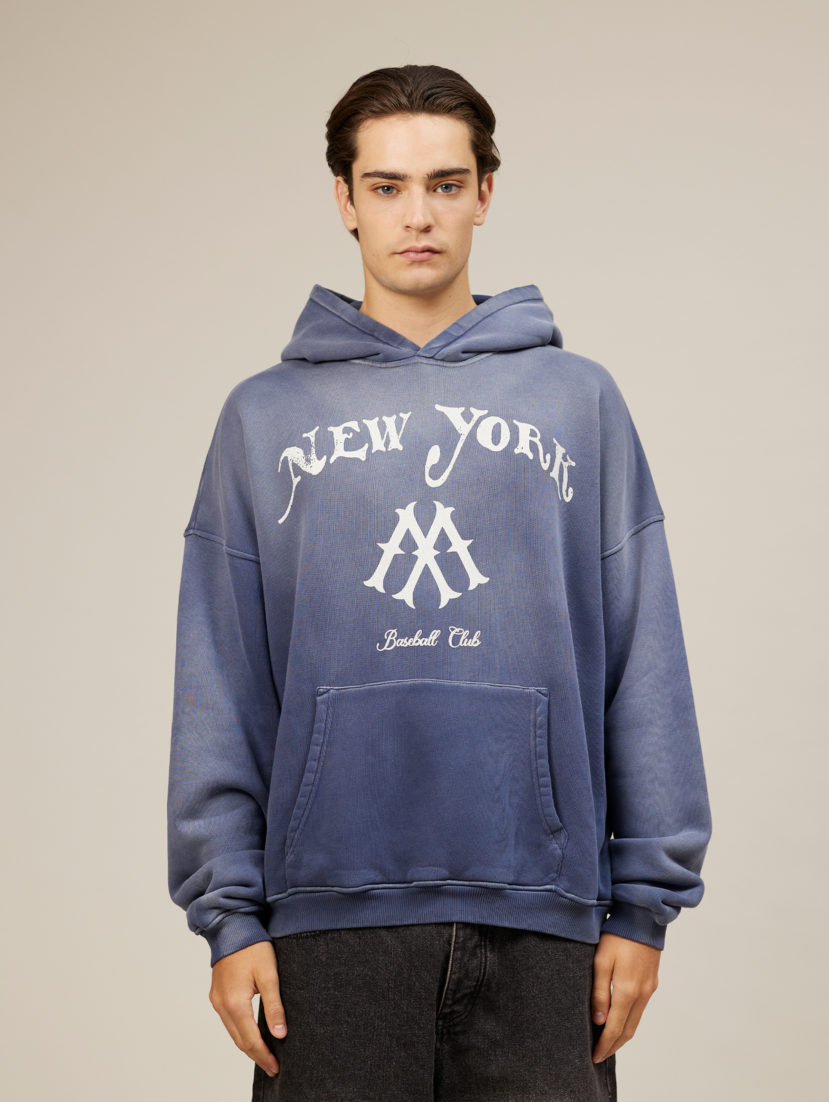 DARK BLUE SUNFADED HOODED "NEW YORK"