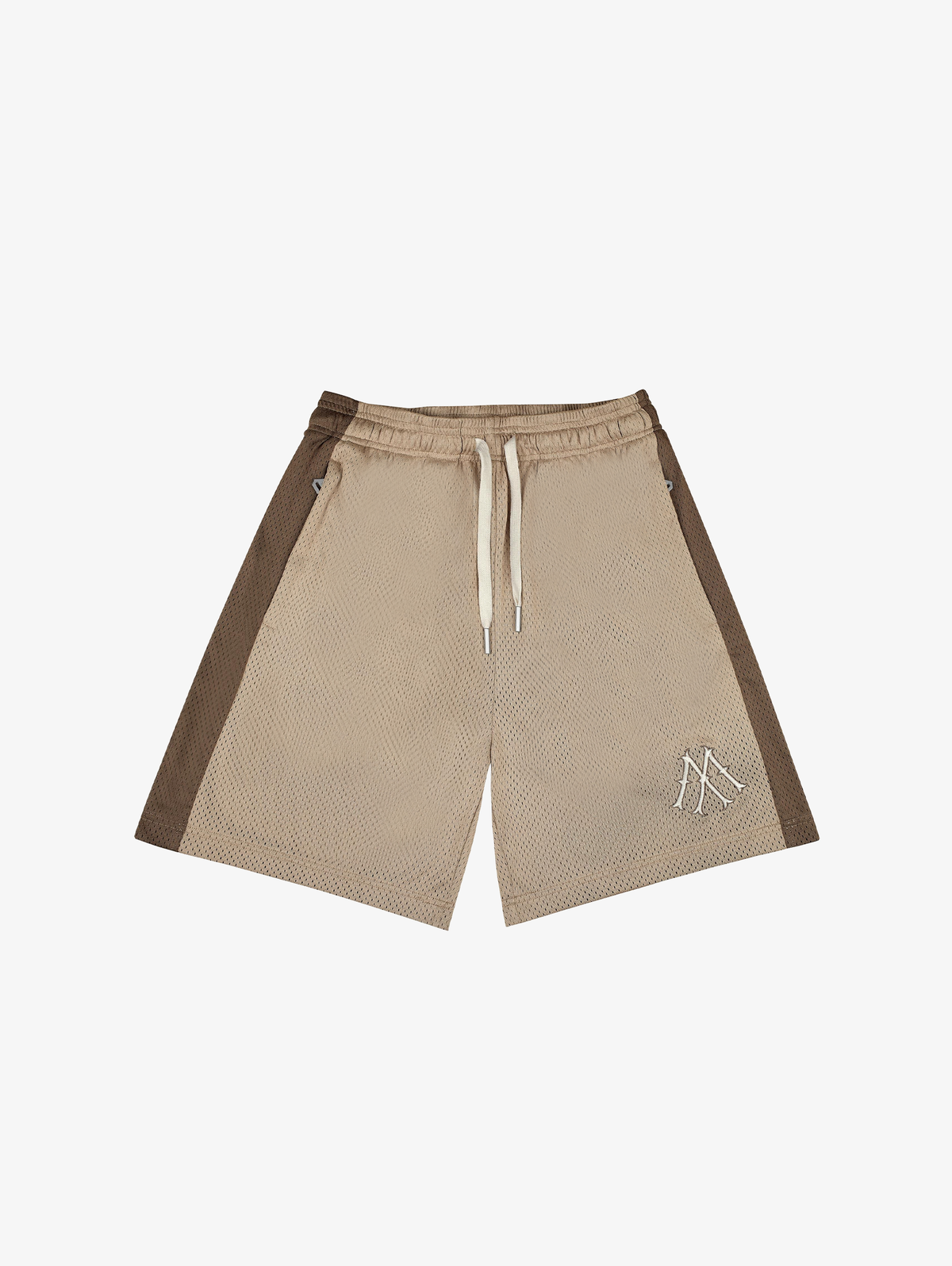 BEIGE MESH SHORTS STRIPE "LIGHT BROWN"