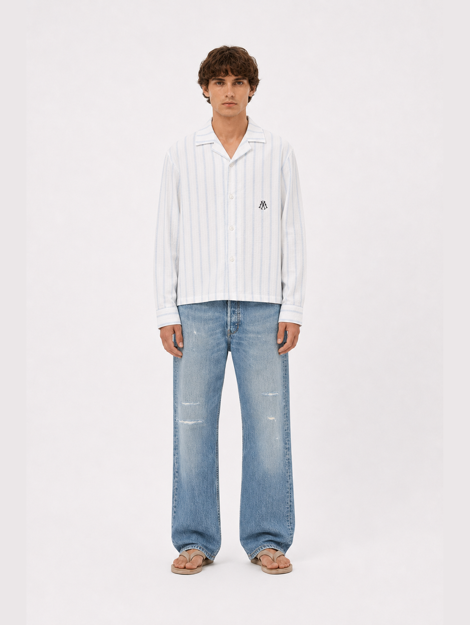 BLUE WHITE PINSTRIPE SHIRT 
