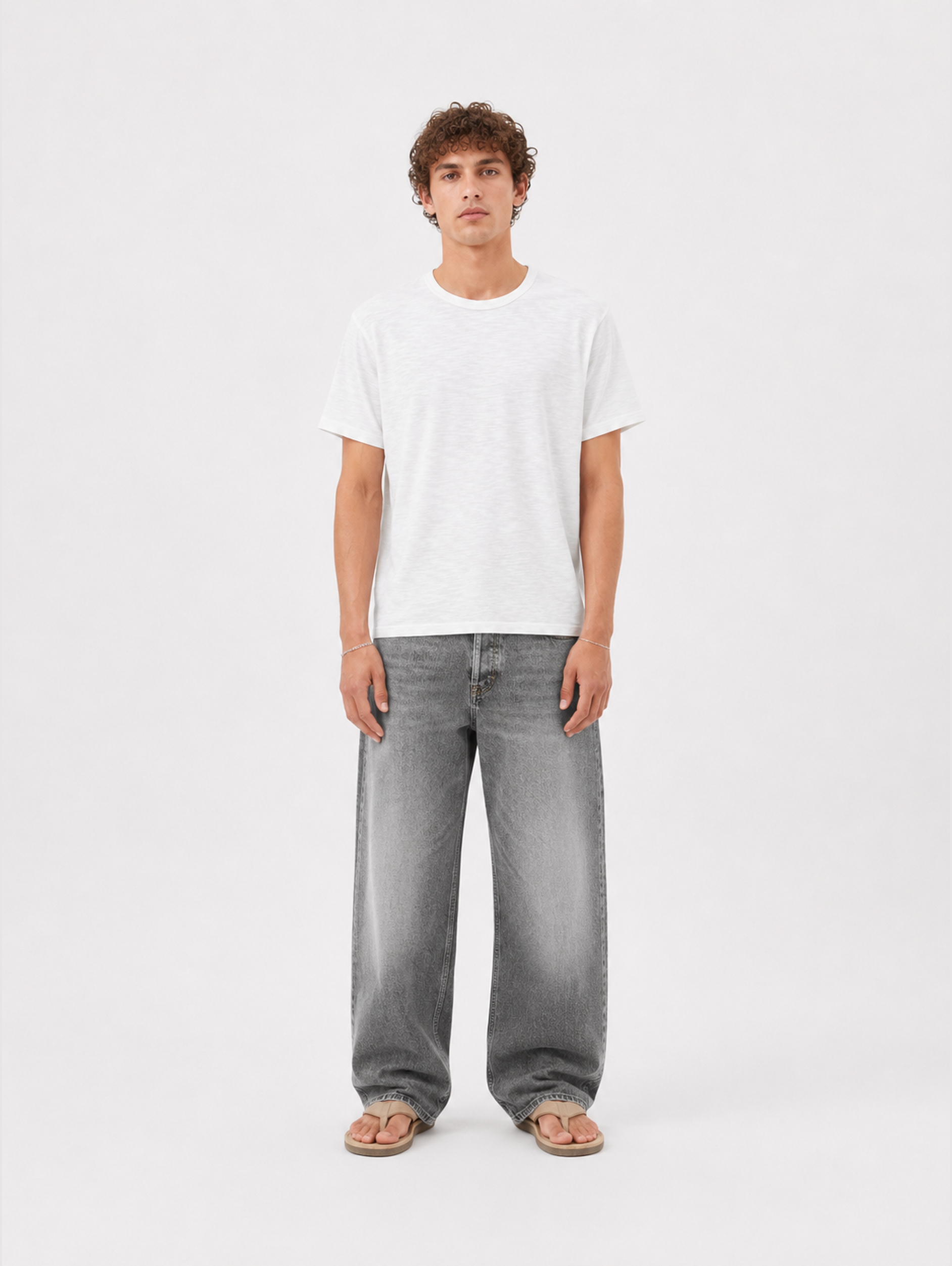 WHITE SLUB T-SHIRT 