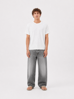 WHITE SLUB T-SHIRT "MOSQUETS" - Mosquets