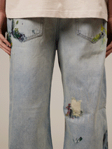 DISTRESSED DENIM LIGHT BLUE "PAINTING"