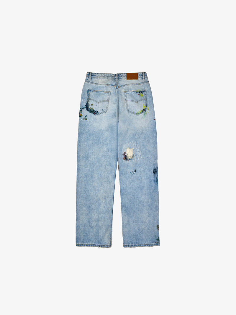 DISTRESSED DENIM LIGHT BLUE "PAINTING"