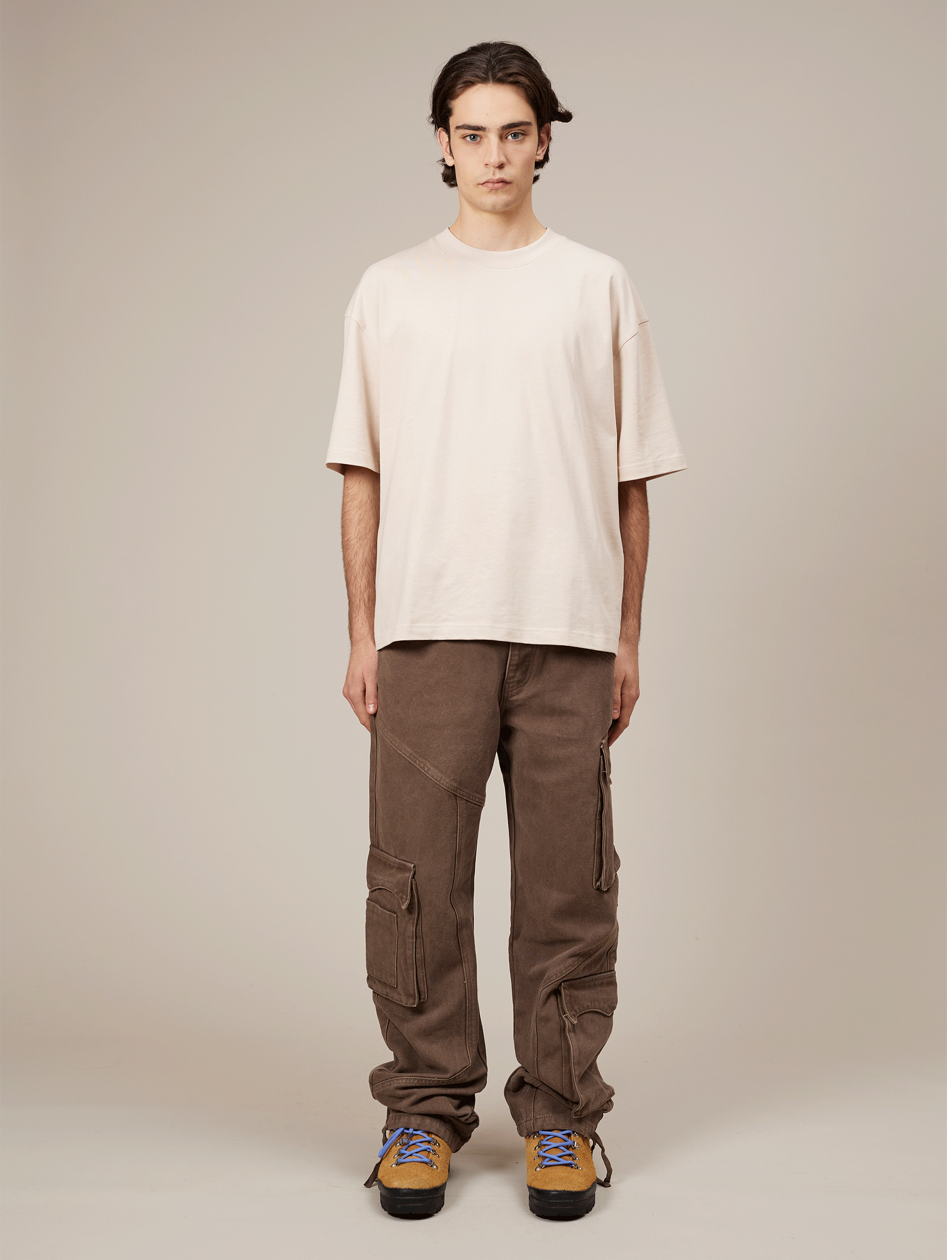 BROWN WASHED DECONSTRUCTED CARGO PANTS - Mosquets