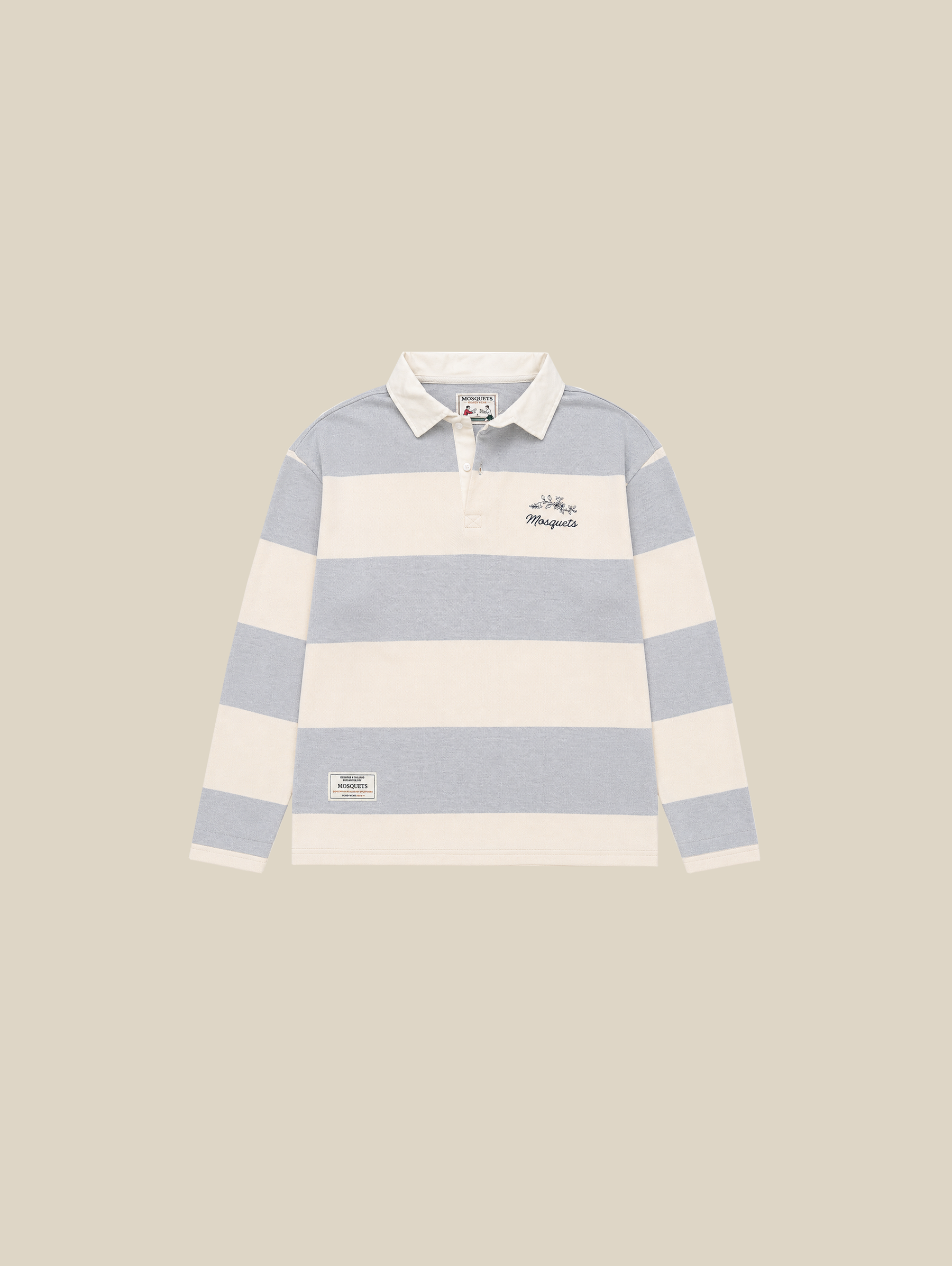 RUGBY POLO STRIPE GREY WHITE "MOSQUETS"