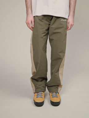 GREEN CONTRAST NYLON TRACK PANTS