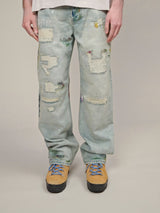 DISTRESSED DENIM LIGHT BLUE "PAINTING"