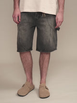 GREY WASHED DENIM JORTS "V2"