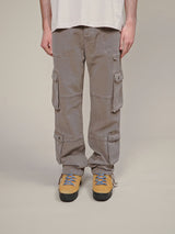 LIGHT BROWN WASHED DOUBLE POCKETS CARGO PANTS