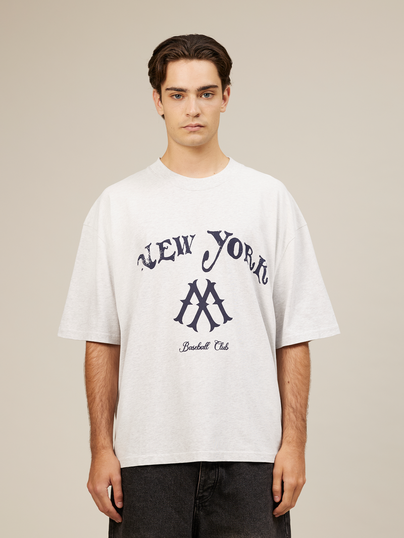 LIGHT GREY SUNFADED T-SHIRT "NEW YORK"