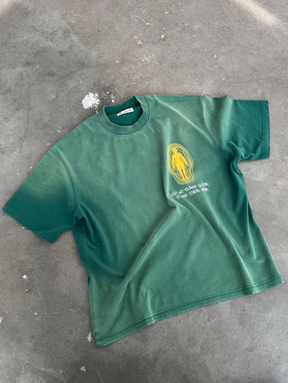 GREEN SUNFADED T-SHIRT "HUMAN AURA"