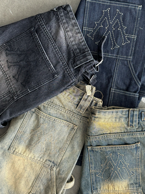 DARK BLUE WASHED DENIM JORTS "V2"