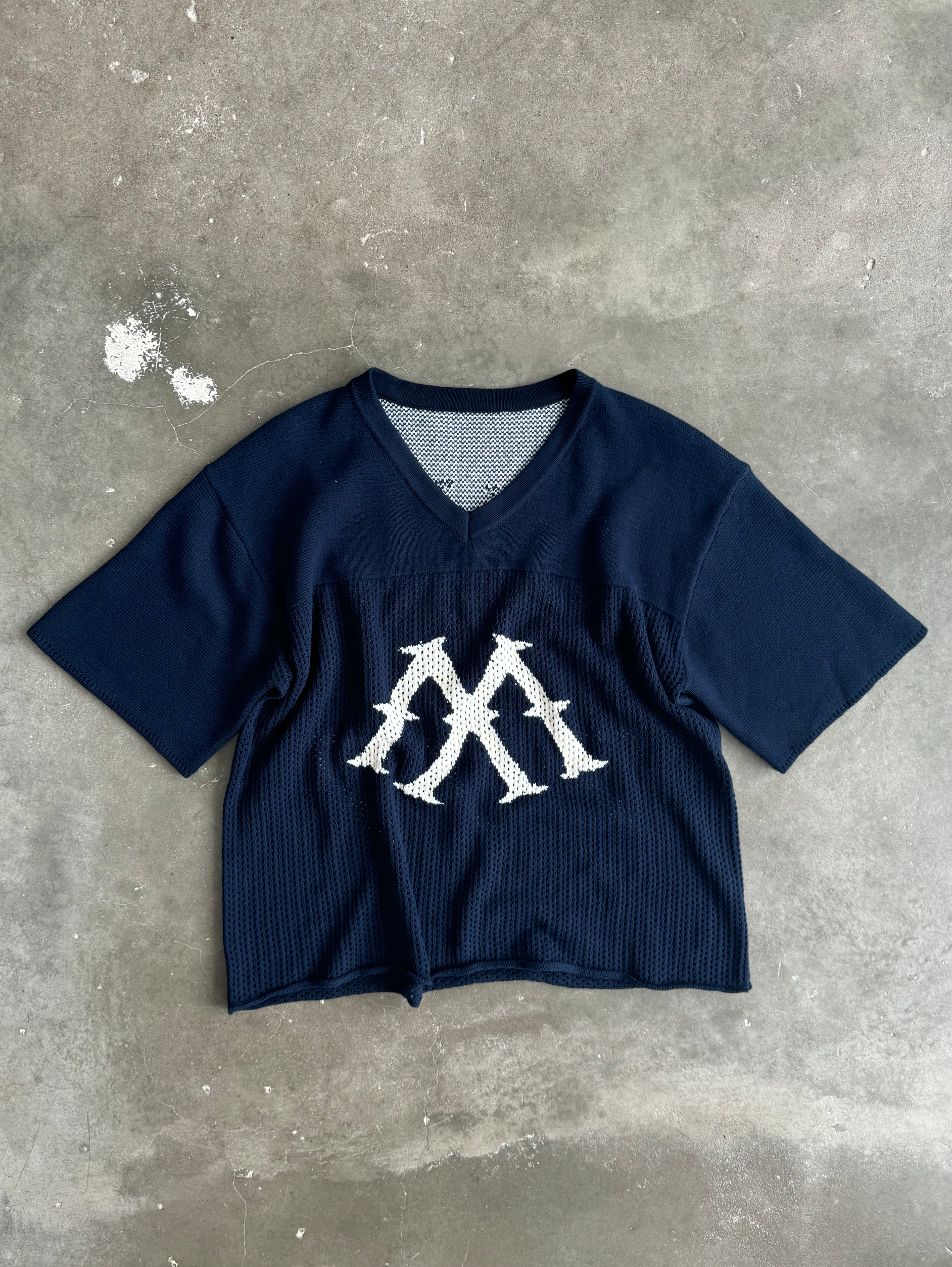 BLUE KNIT FOOTBALL JERSEY 