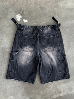 BLACK WASHED DENIM JORTS "V2"