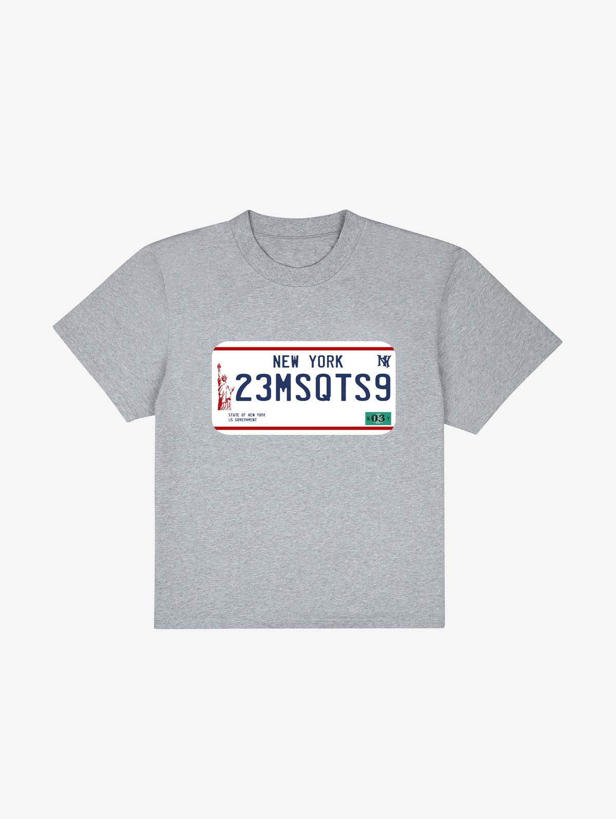 GREY MELANGE T-SHIRT "LICENSE PLATE"