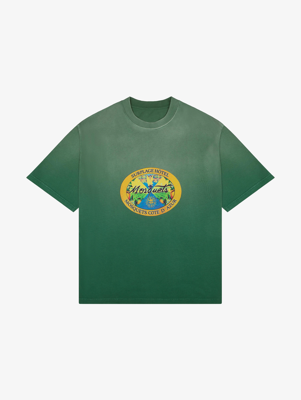 GREEN SUNFADED T-SHIRT "HOTEL EMBLEM"