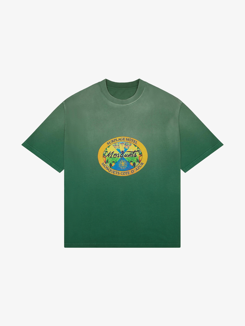 GREEN SUNFADED T-SHIRT "HOTEL EMBLEM"