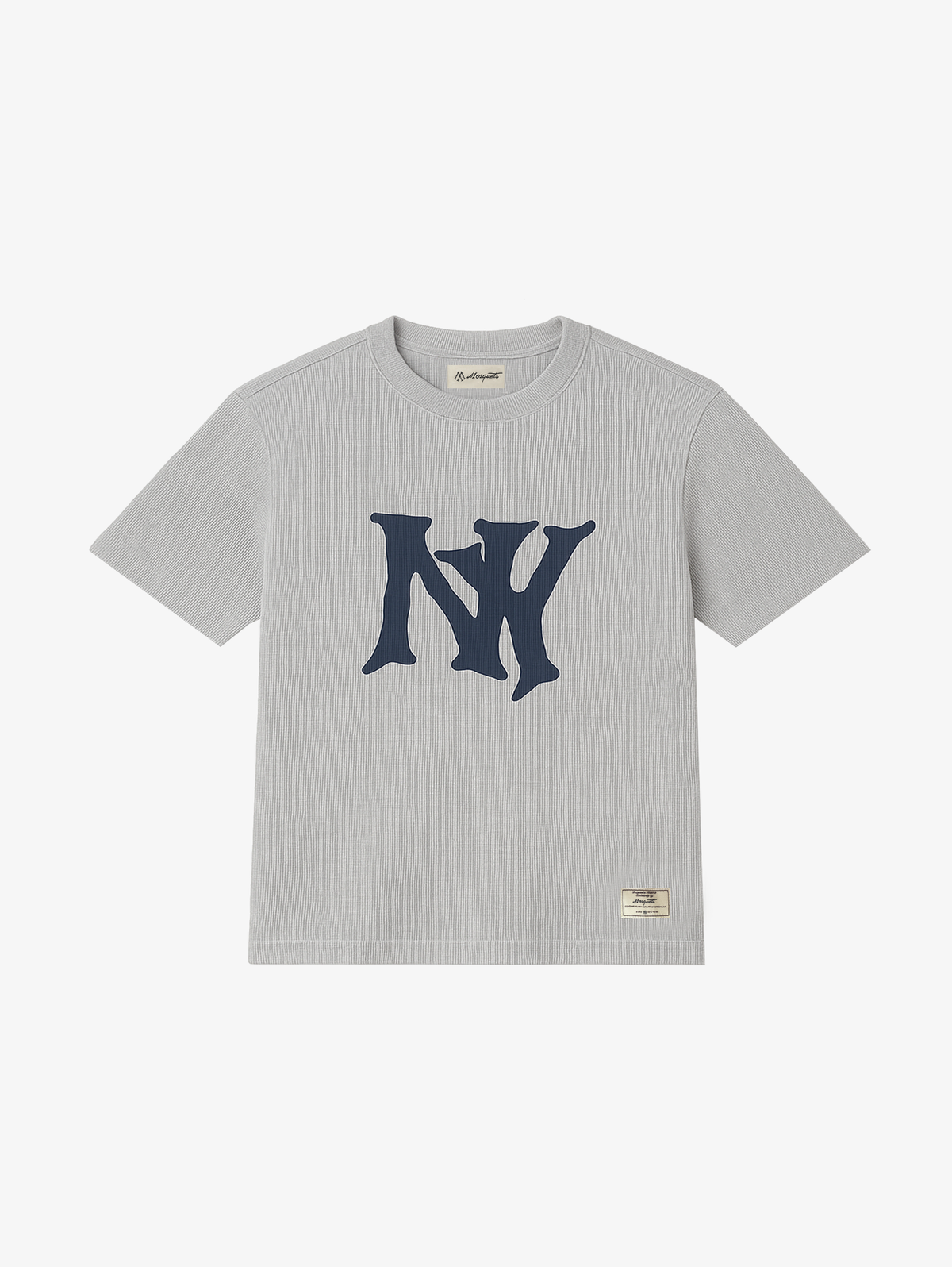 GREY MELANGE WAFFLE T-SHIRT "NY"