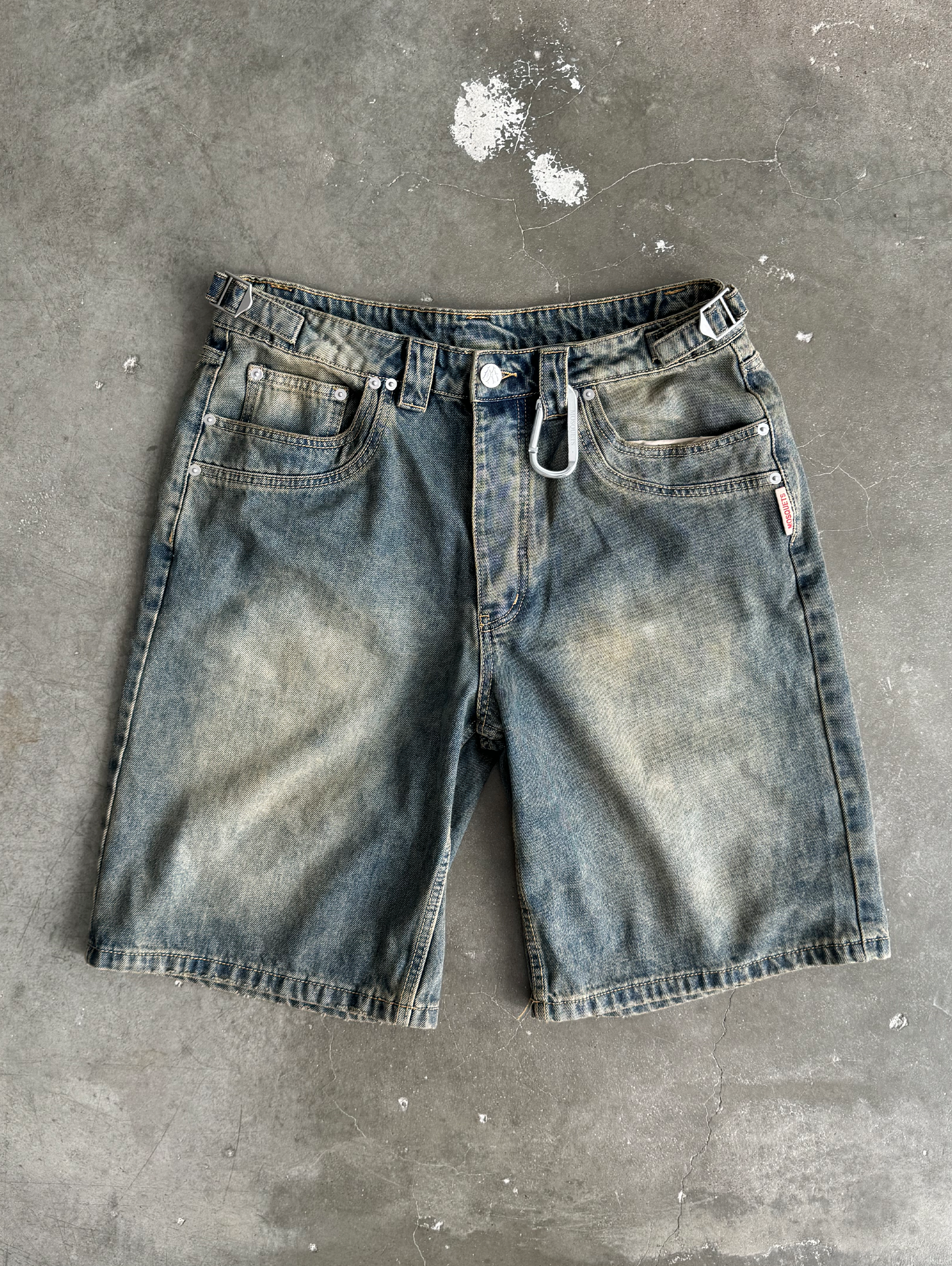 DIRT BLUE WASHED DENIM JORTS 