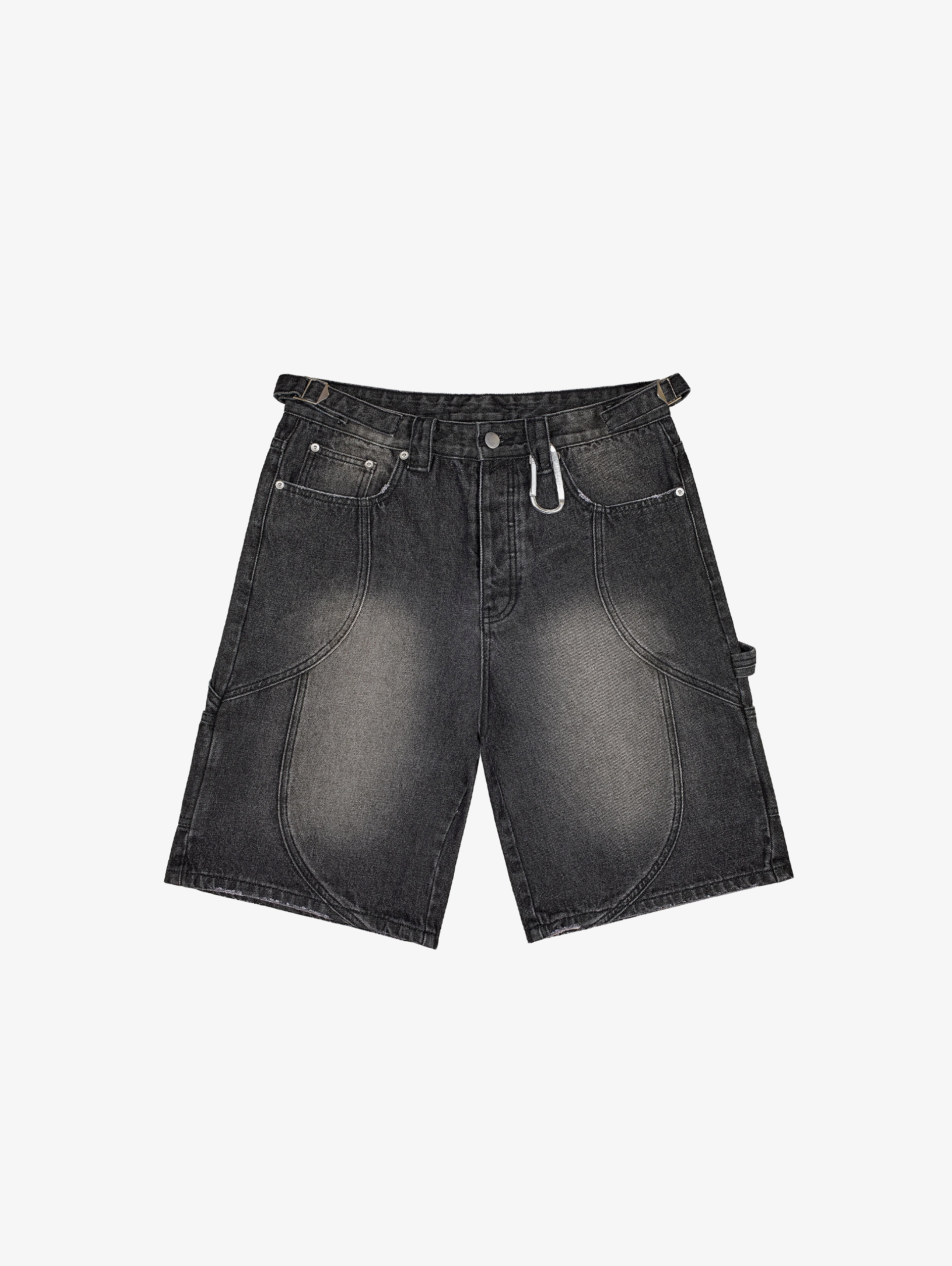 BLACK WASHED DENIM JORTS 