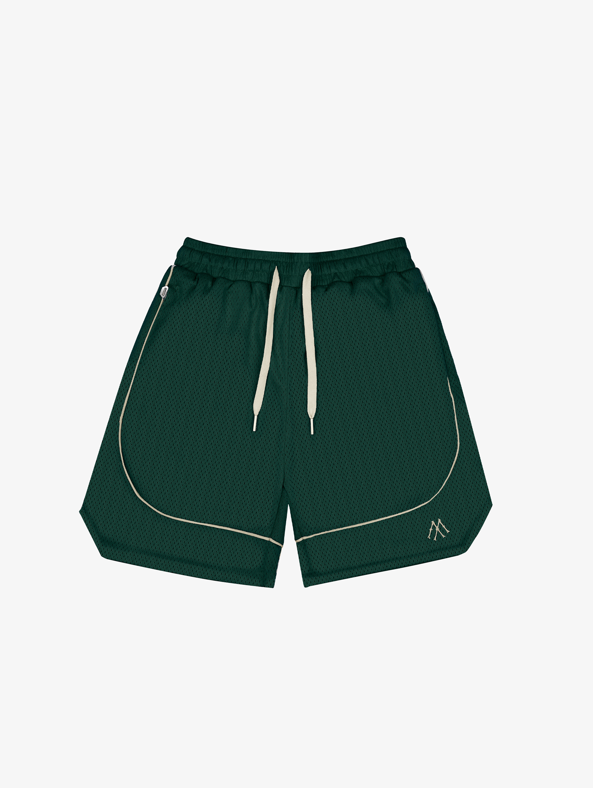 GREEN BASKETBALL MESH SHORTS PIPING  