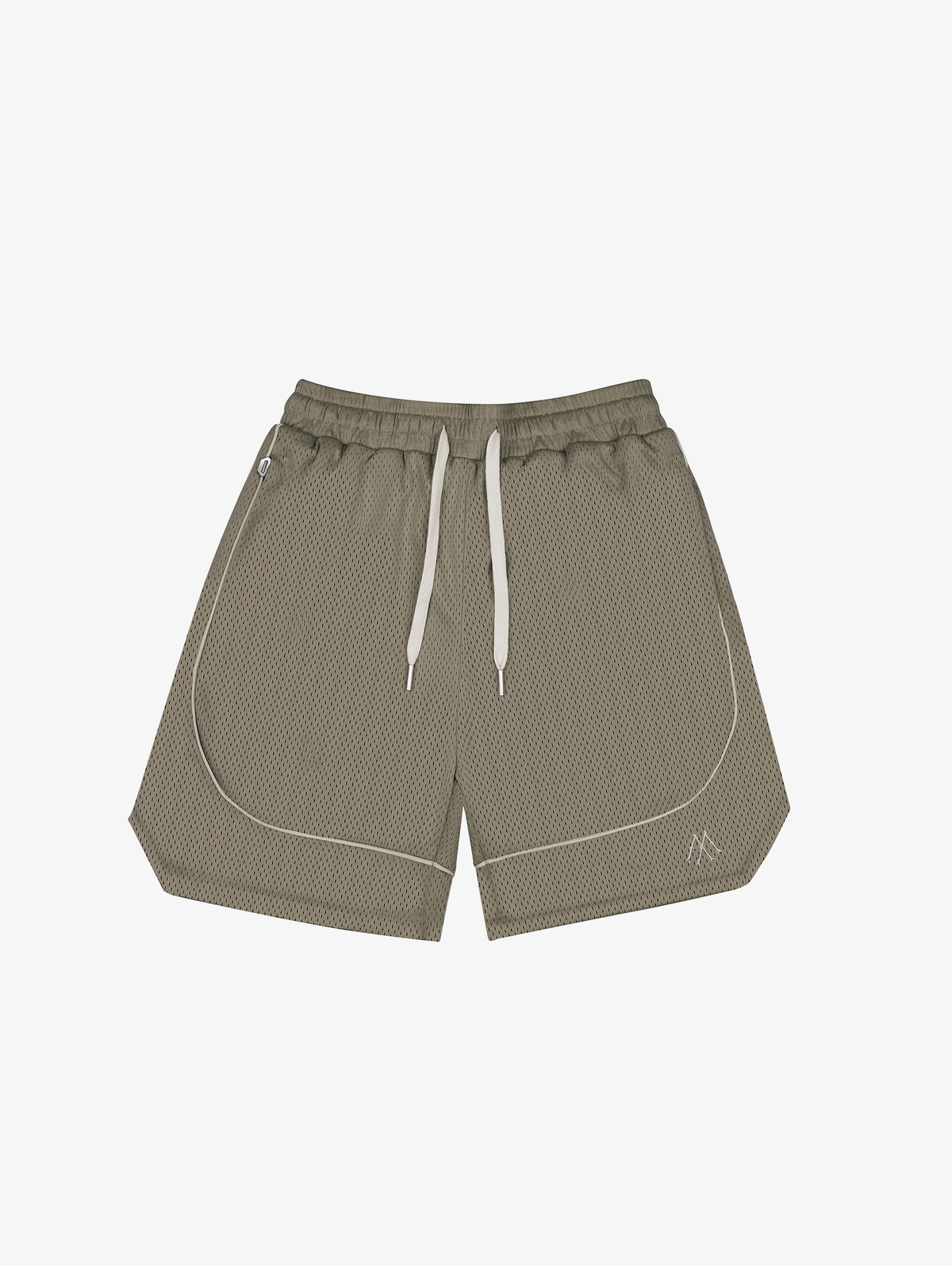 BEIGE BASKETBALL MESH SHORTS PIPING  "M"