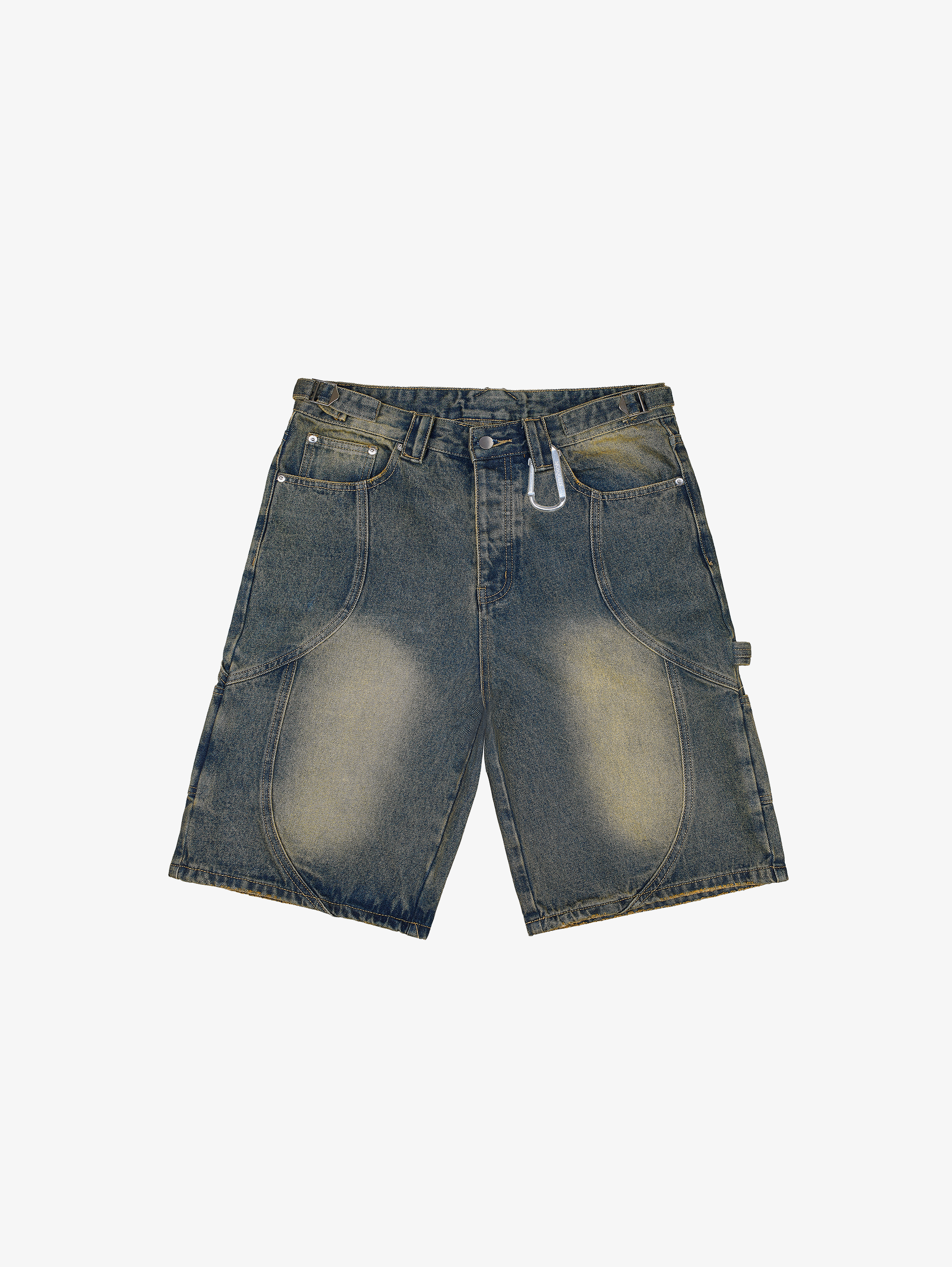 DARK BLUE WASHED DENIM JORTS 